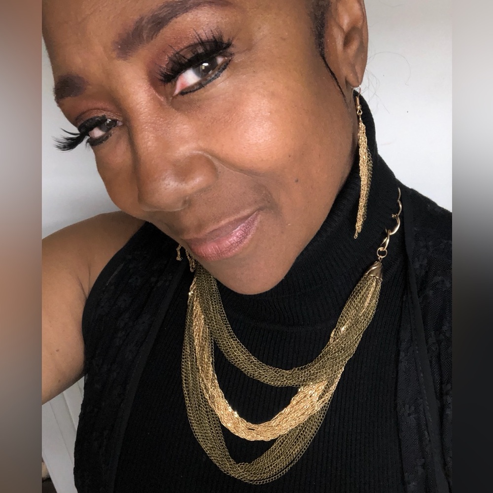 BEAUTIFUL RUSTIC CHAIN NECKLACE/ EARRING SET